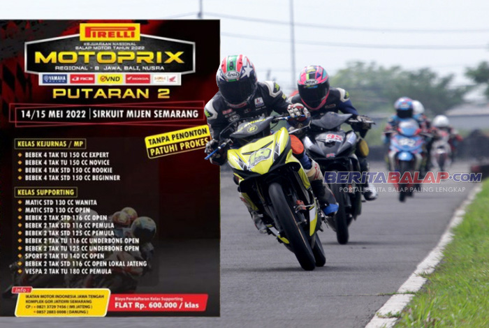 Berikut Jadual Kejurnas Motoprix Mijen Semarang Mei