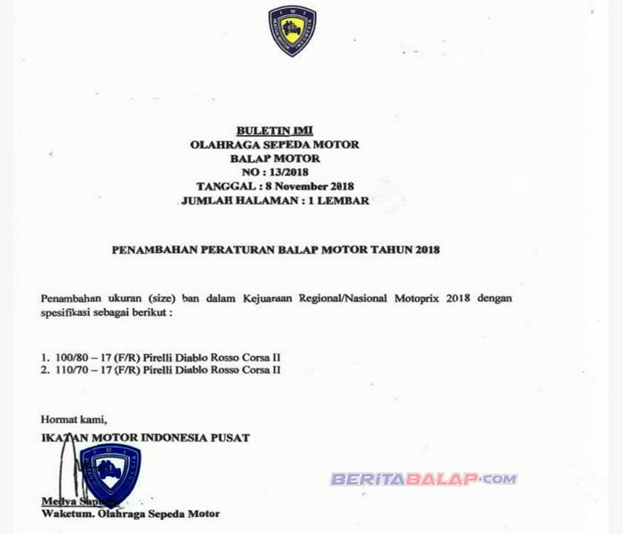 IMI Terbitkan Buletin Baru, Pirelli 100/80-17 & 110/70-17 