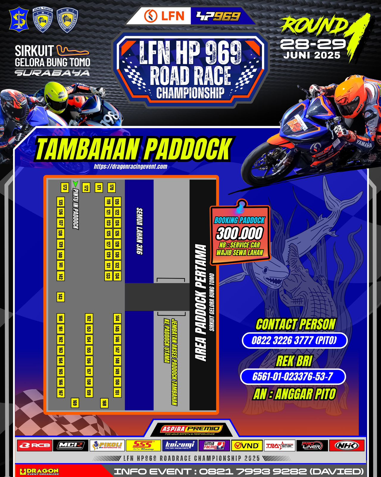 List Booking Paddock LFN Road Race 2025 Seri 1
