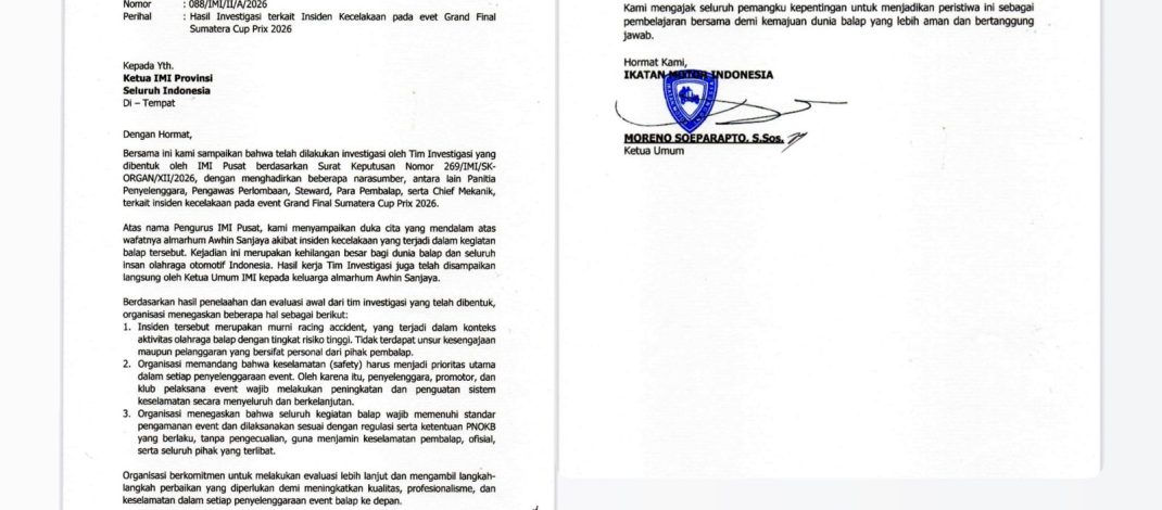 IMI Ungkap Hasil Investigasi Insiden Awhin Sanjaya Di Final SCP 2025 Jambi Sebagai Racing Accident